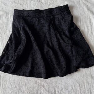 Black Lace Medium Ruffled Mini Skirt Whimsigoth Skater High Waisted Alt Classic